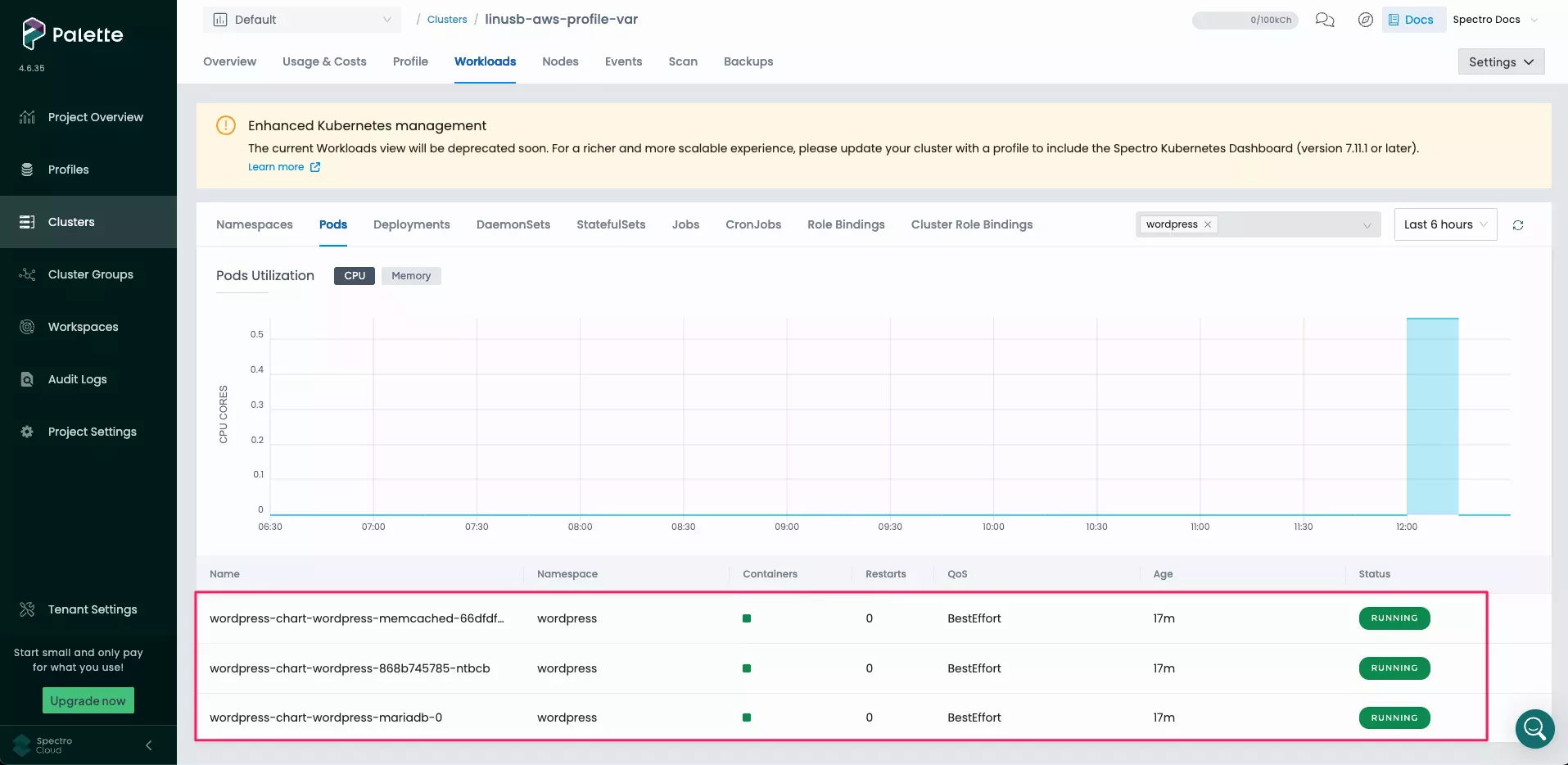 Image that shows default WordPress deployment